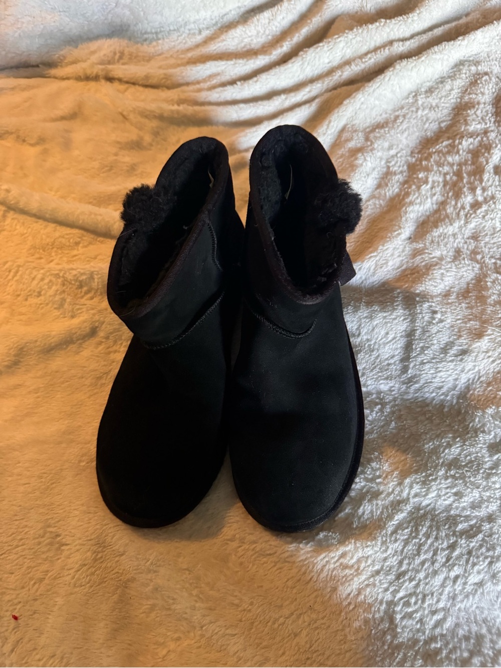 Koolaburra Black Suede Faux Fur Winter Ankle Boots
